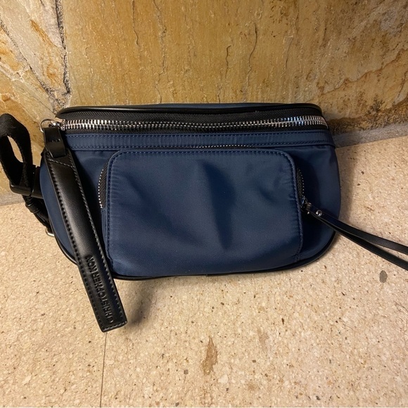 Christopher Kon crossbody ‘Fanny pack’ in rich navy blue shade with black detail - Picture 8 of 15